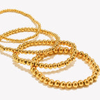 E.B.belle Gold Plated Silver Color Elastic Beads Bracelets Bangles For Woman Waterproof Stainless Steel Beaded Chain Bracelet