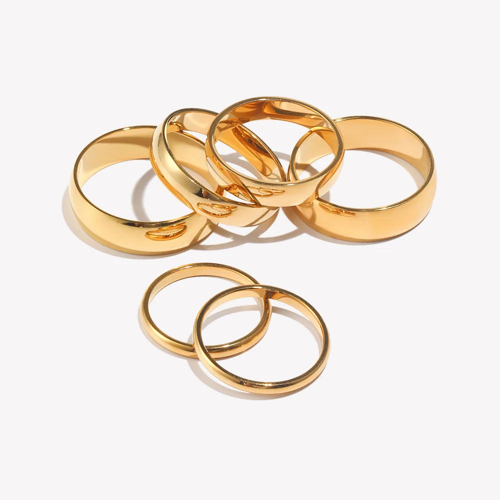 E.B.belle Tarnish Free 2mm 4mm 6mm Stainless Steel 18K Gold Plated Silver Color Knuckle Ring For Lady Minimalist Rings For Women