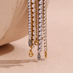 E.B.belle Zircon Chain Bracelet Waterproof Tarnish Free 316L Stainless Steel Women's Hand Bracelets 18K Gold Plated Jewelry