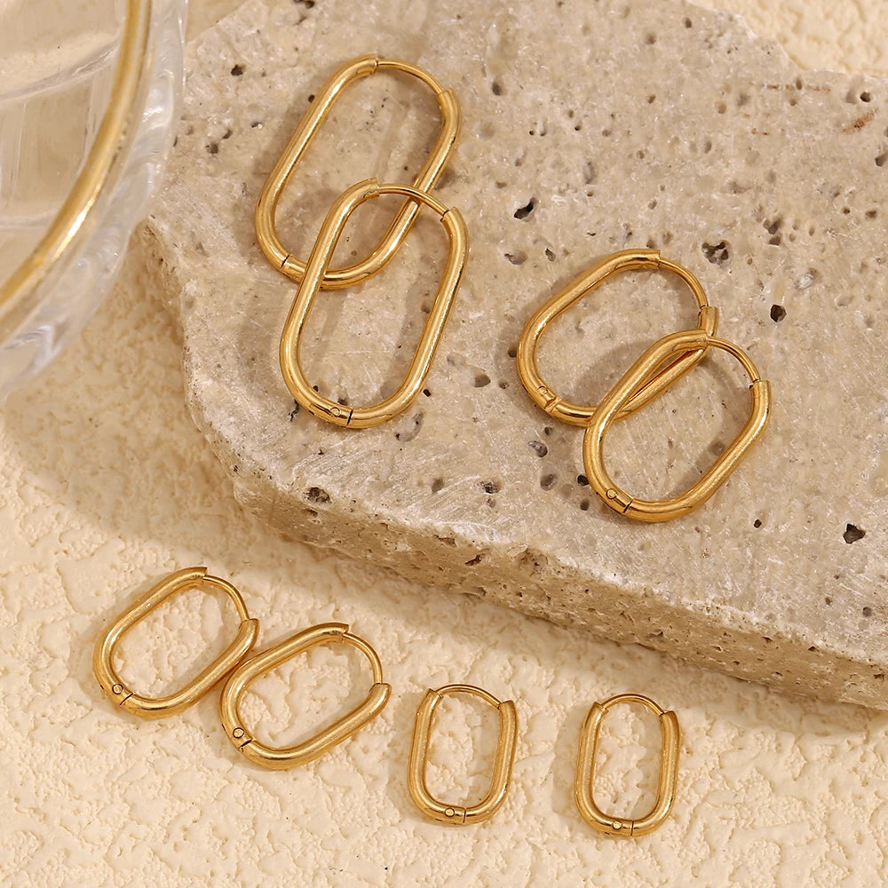 E.B.belle Minimalist Style U-Shape Earring Four Sizes Stainless Steel Earrings Hypoallergenic Jewelry For Women Fashion Charm