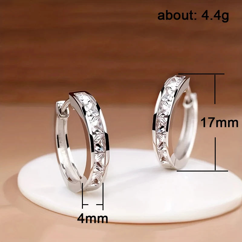 Gold Hoop Earrings with Cubic Zirconia