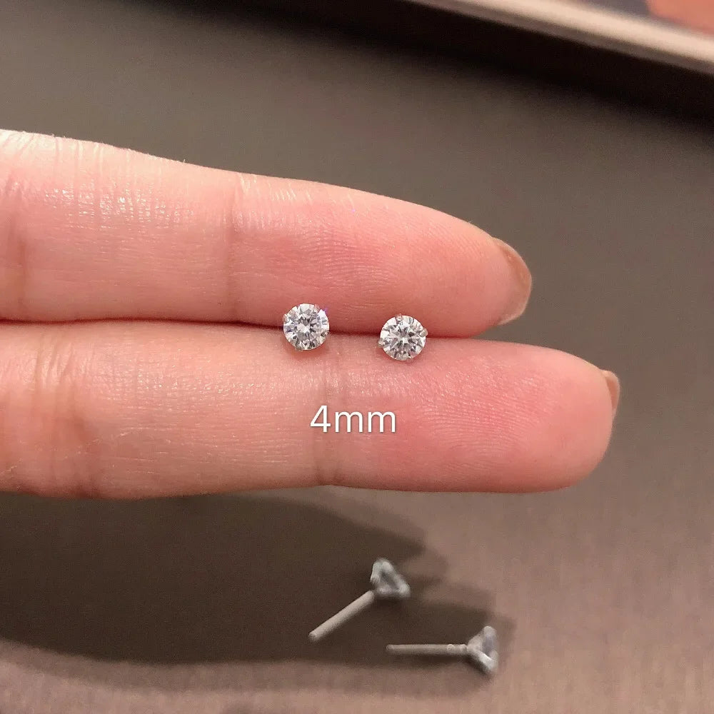 925 Sterling Silver CZ Crystal Stud Earrings