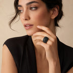 Black Pavé Dome Ring in 925 Sterling Silver