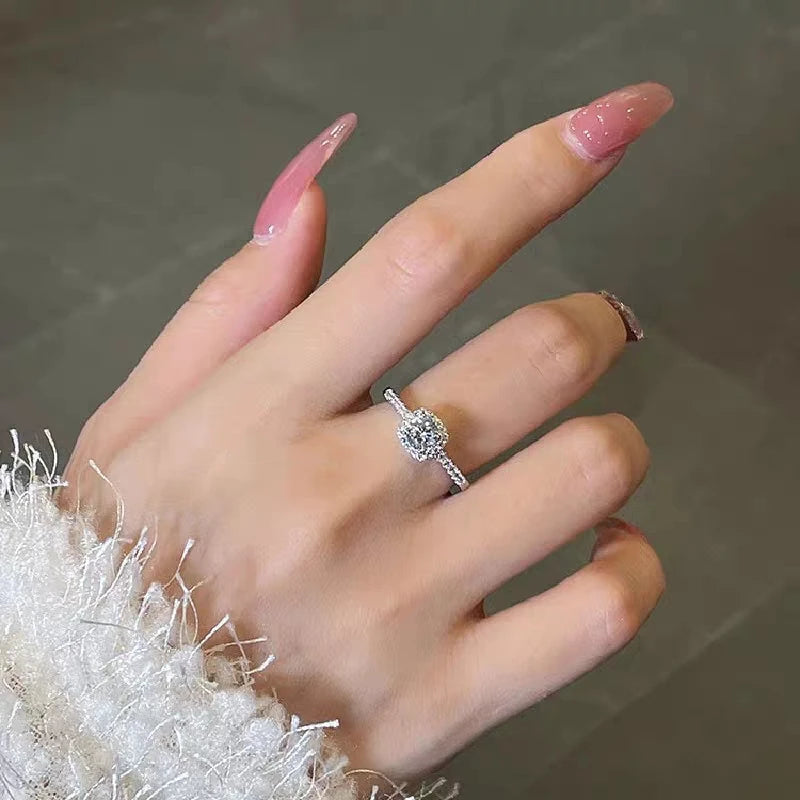 925 Sterling Silver Heart Zircon Ring for Women – Elegant Statement Jewelry