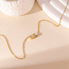 Baguette & Round CZ Pendant Necklace – Stainless Steel