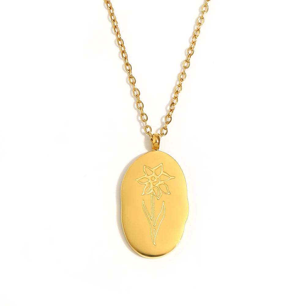 Gold-Plated Birth Flower Necklace