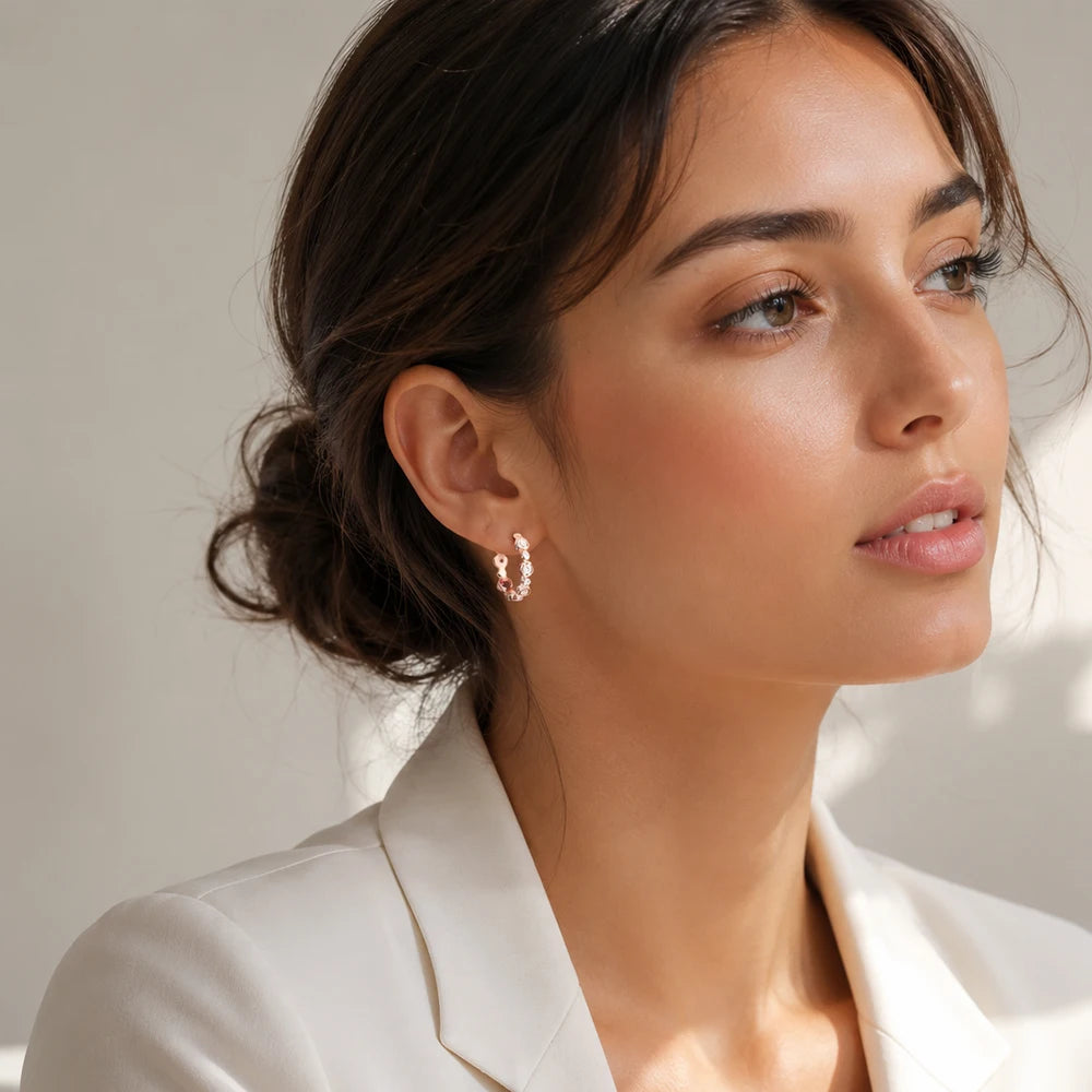 Éclat Rosé Hoop Earrings in 925 Sterling Silver