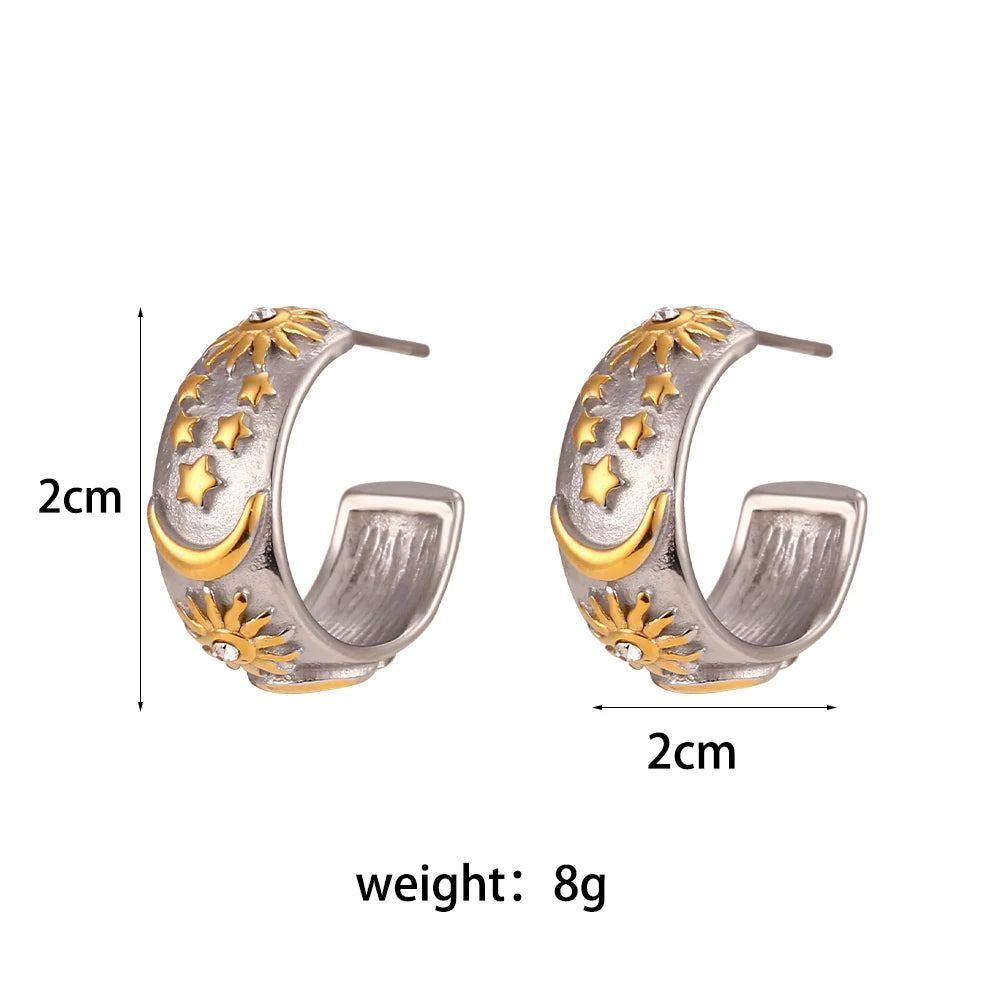 Celestial Charm Chunky Hoop Earrings