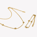 E.B.belle Heart Chain Bracelet Necklace Simple Stainless Steel Women's Hand Bracelets Sweet Style 18K Gold Plated Jewelry Set