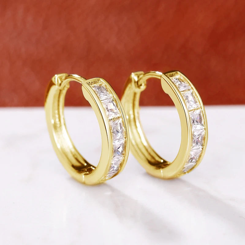 Gold Hoop Earrings with Cubic Zirconia