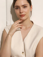 E.B.belle Anti-allergy Stainless Steel Chain Freshwater Pearl Chain Necklace Bracelets For Women Gold Plated Jewelry Set