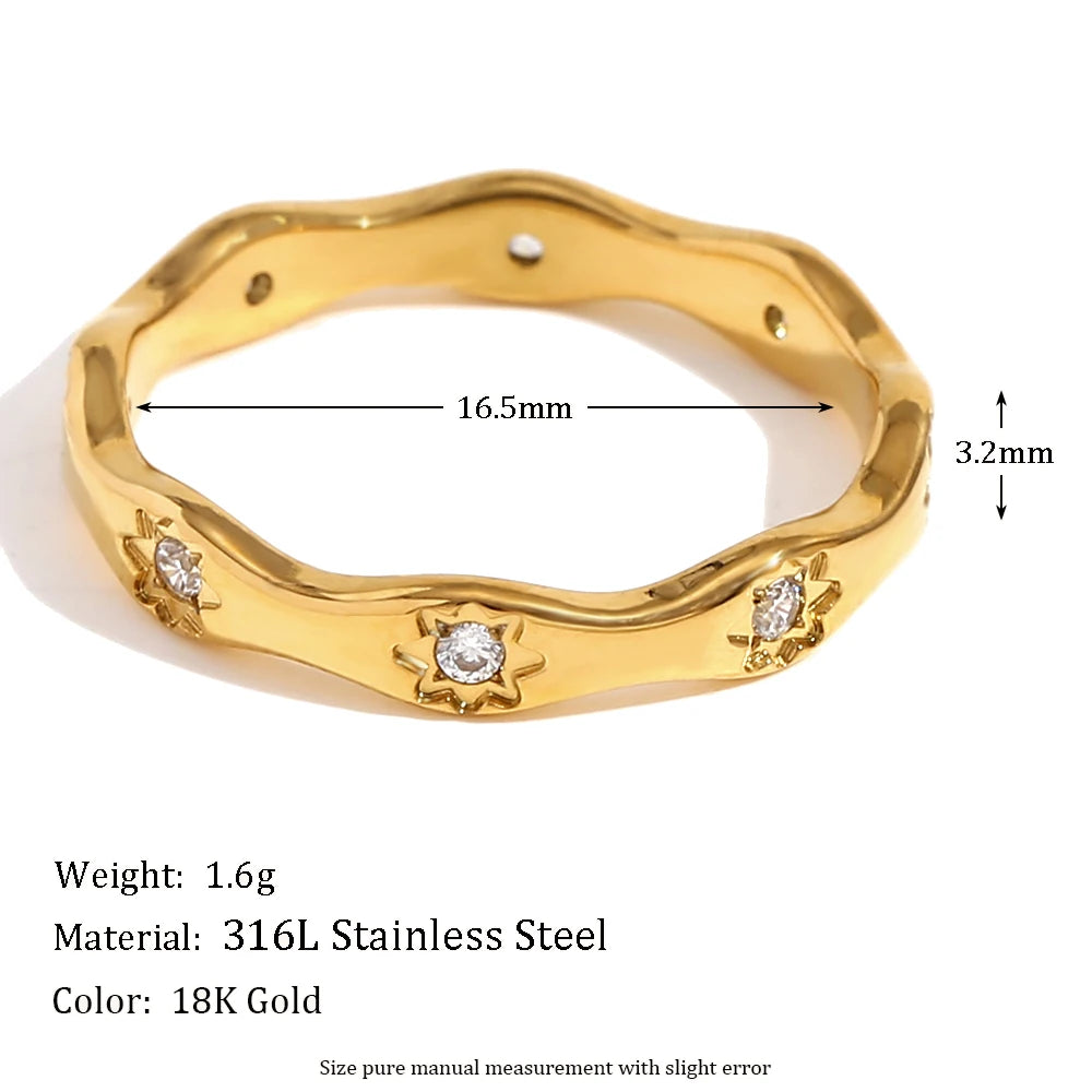 Golden Star Wave Ring