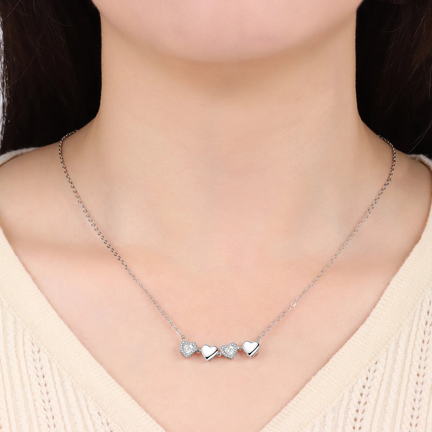 Trèfle Heart Necklace in Sterling Silver 92