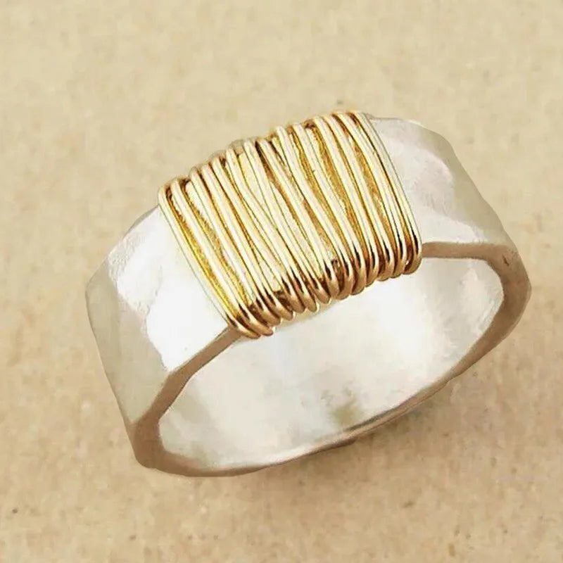 925 Sterling Silver Two-Tone Wire Ring