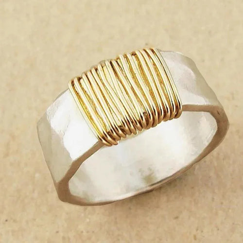 925 Sterling Silver Two-Tone Wire Ring