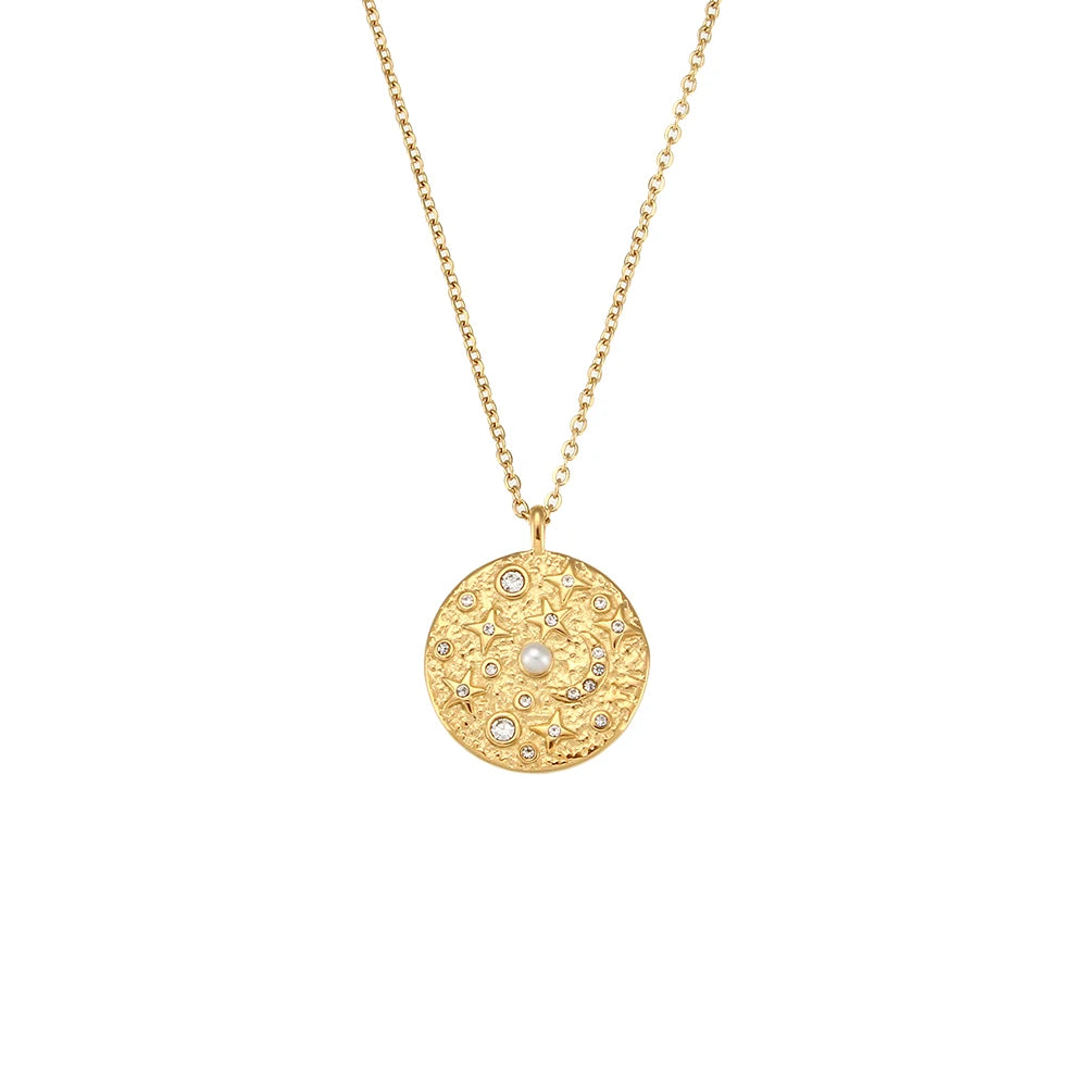 Elegant Pearl Coin Necklace