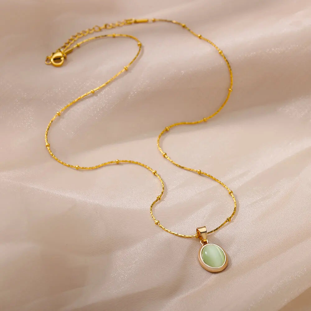 Delicate Oval Pendant Necklace