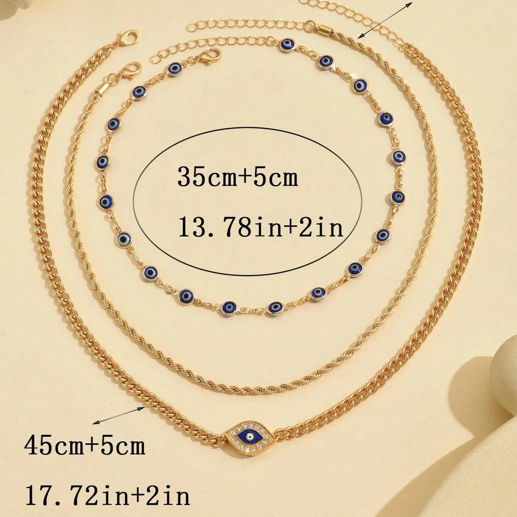 Gold-Tone Evil Eye Layered Necklace Set