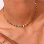 Handmade Y2K Accessories For Girl Enamel Blue Small Flower Chain Choker Necklace Bracelet Women Stainless Steek Jewelry Set