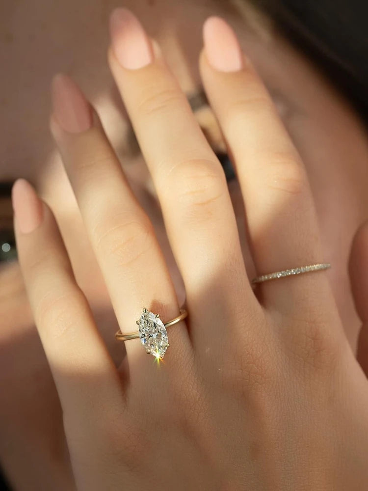 Bague solitaire marquise – argent sterling 925  