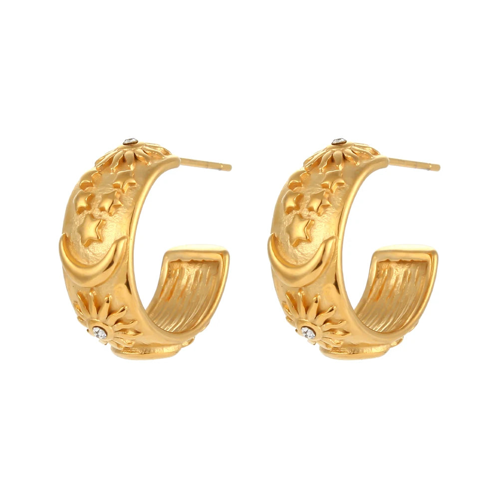 Celestial Charm Chunky Hoop Earrings