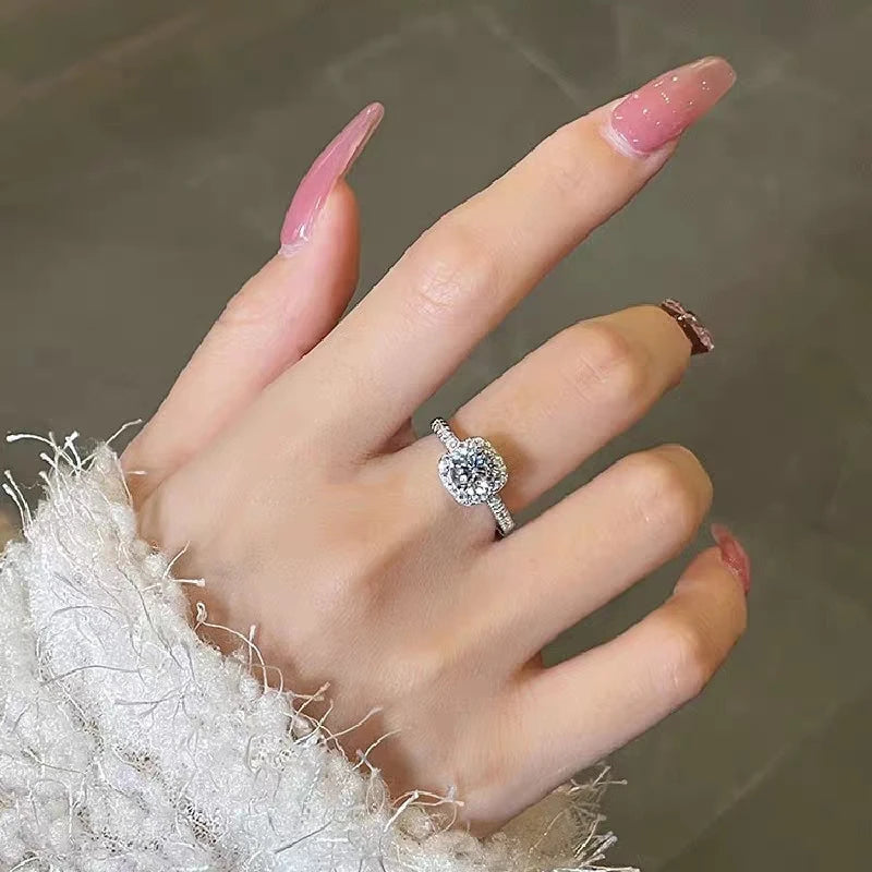 925 Sterling Silver Heart Zircon Ring for Women – Elegant Statement Jewelry
