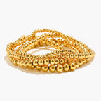 E.B.belle Gold Plated Silver Color Elastic Beads Bracelets Bangles For Woman Waterproof Stainless Steel Beaded Chain Bracelet
