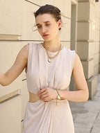 E.B.belle 18K Gold Plated Irregular Pearl Pendant Jewelry Set Stainless Steel Baroque Style Party Women Bracelet Necklace
