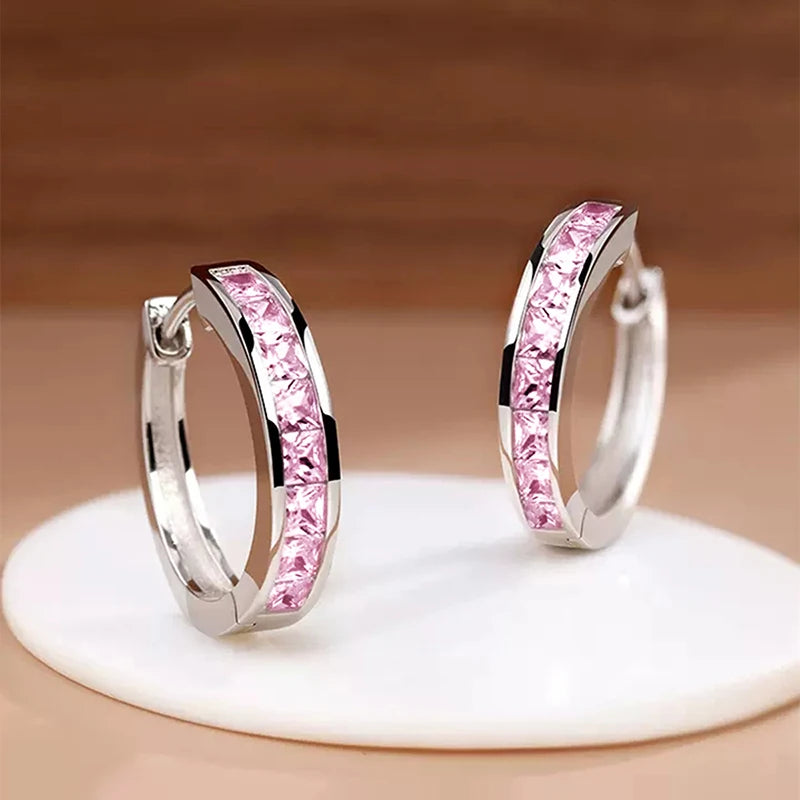 Gold Hoop Earrings with Cubic Zirconia