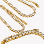 E.B.belle Zircon Chain Bracelet Waterproof Tarnish Free 316L Stainless Steel Women's Hand Bracelets 18K Gold Plated Jewelry
