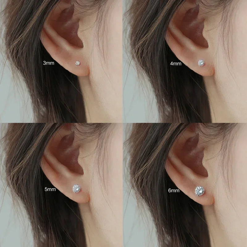 925 Sterling Silver CZ Crystal Stud Earrings