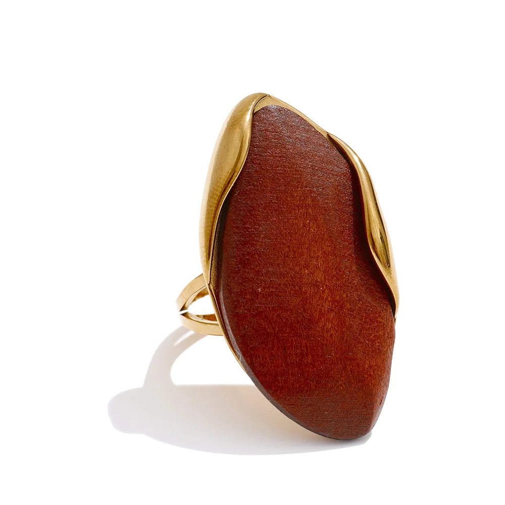 18k Gold Plated Stainless Steel Ring with Resin Detail