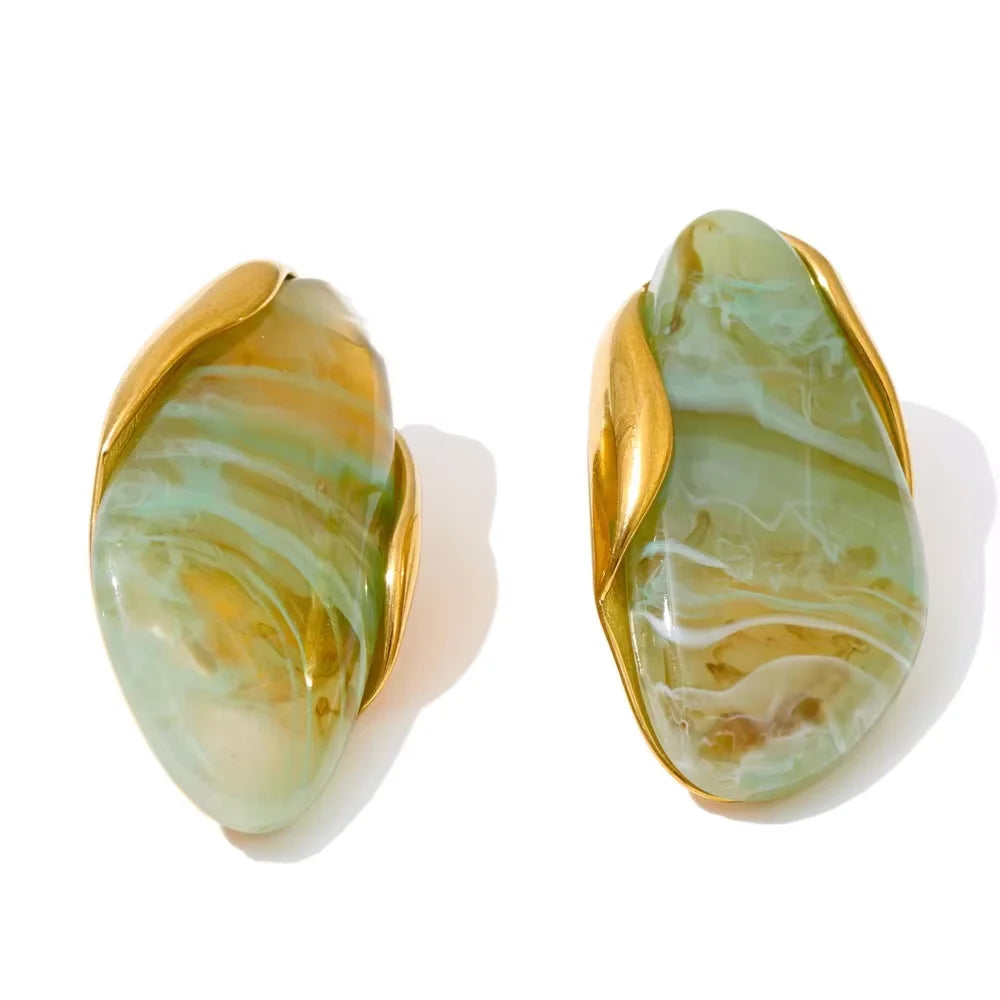 18k Gold Plated Stainless Steel Ring with Resin Detail