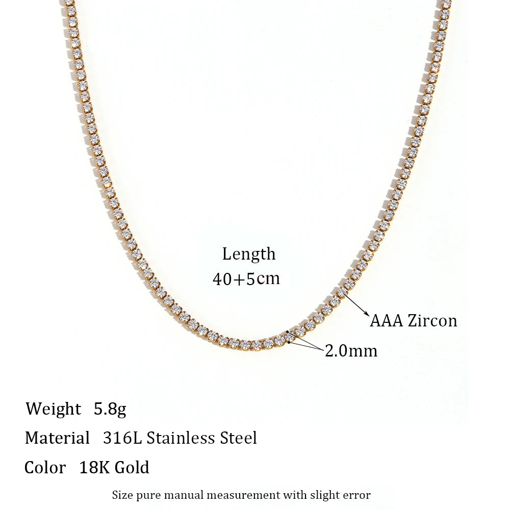 Elegant Gold Zircon Tennis Necklace