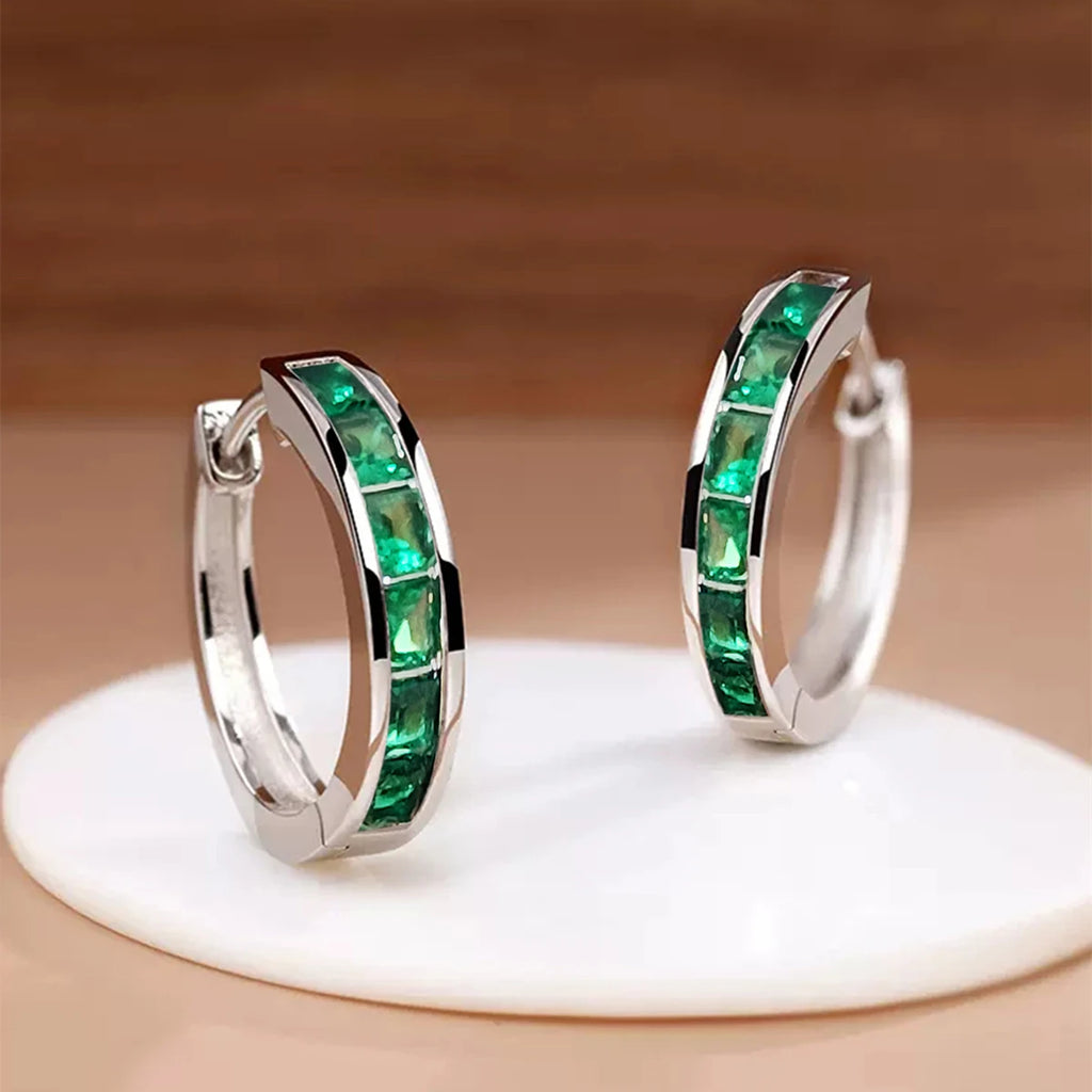 Gold Hoop Earrings with Cubic Zirconia