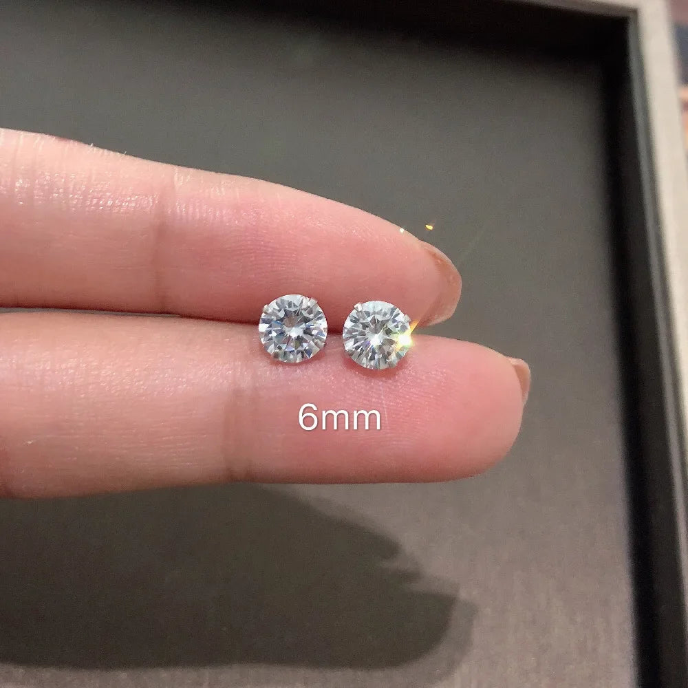 925 Sterling Silver CZ Crystal Stud Earrings