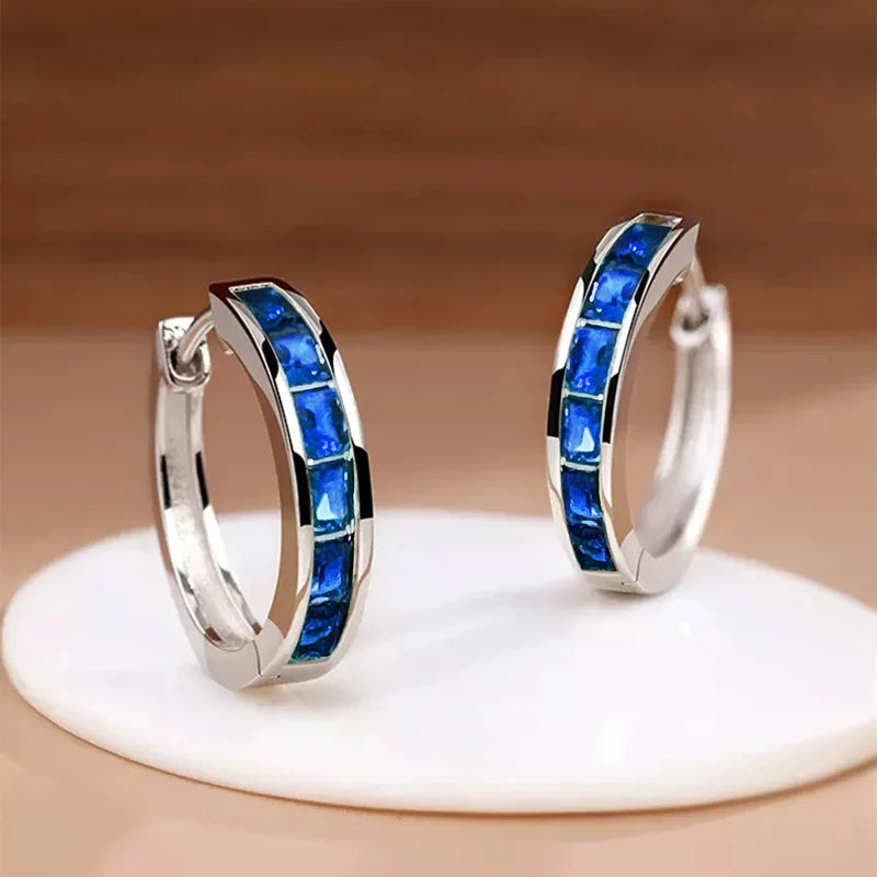 Gold Hoop Earrings with Cubic Zirconia