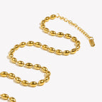 E.B.belle Stainless Steel 18K Gold Plated Oval Beaded Necklaces Daily Choker Necklaces Fashion Jewelry Accessories For Women