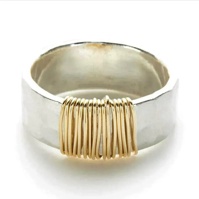 925 Sterling Silver Two-Tone Wire Ring