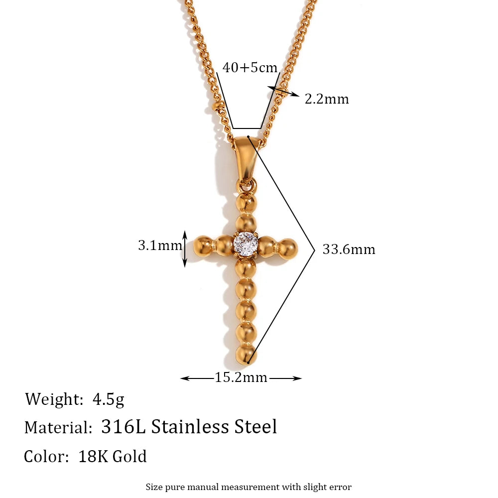 Elegant Zircon Cross Pendant Necklace