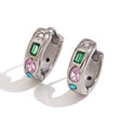 Colorful Zircon Gold Hoop Earrings