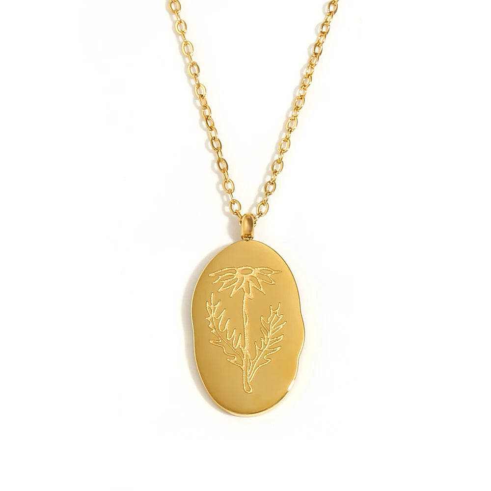 Gold-Plated Birth Flower Necklace