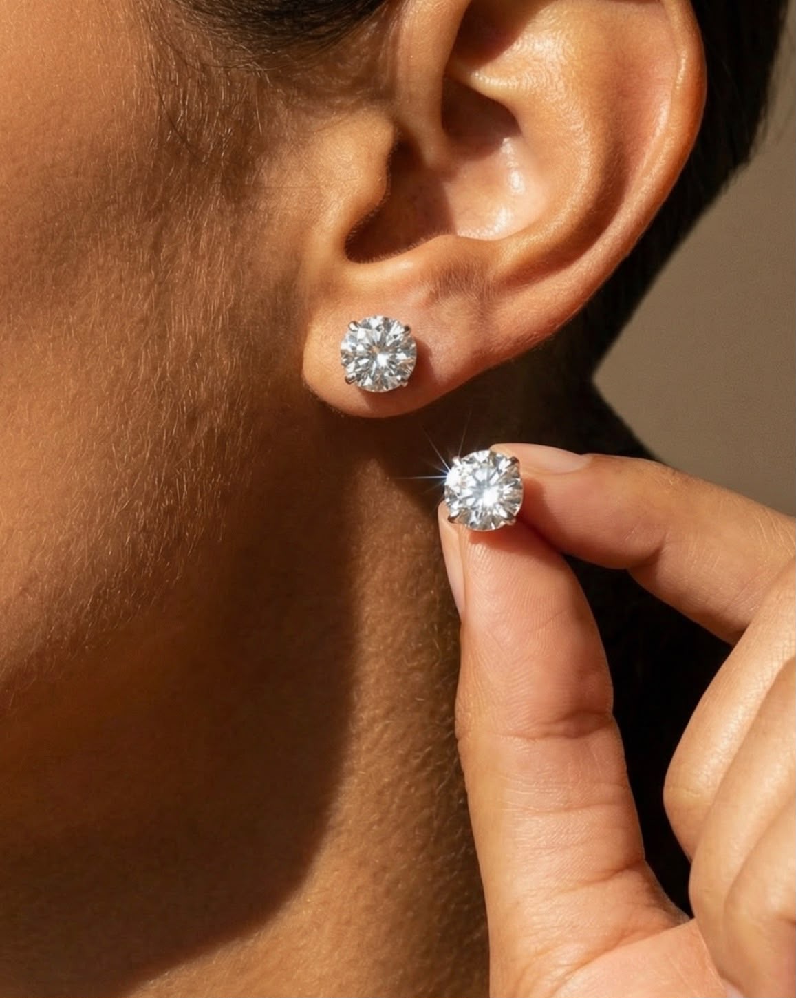 925 Sterling Silver CZ Crystal Stud Earrings