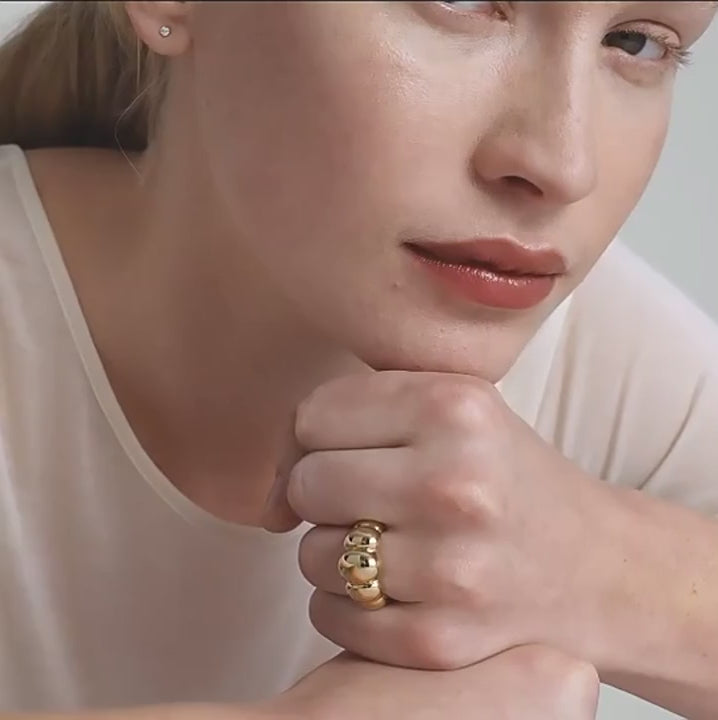 Sculpted Bubble Ring in 925 Sterling Silver – 18K Gold Plated Statement Ring